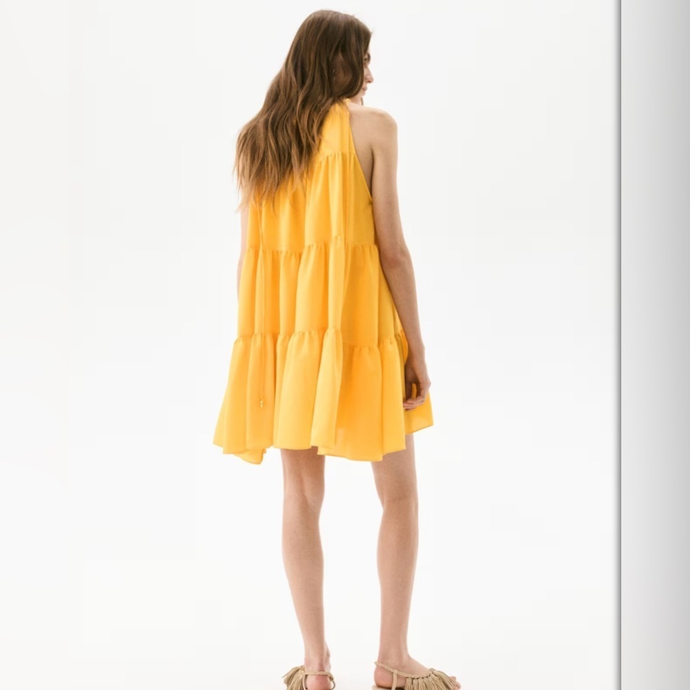 H&M Yellow Tiered Sleeveless A-Line Dress Size Large